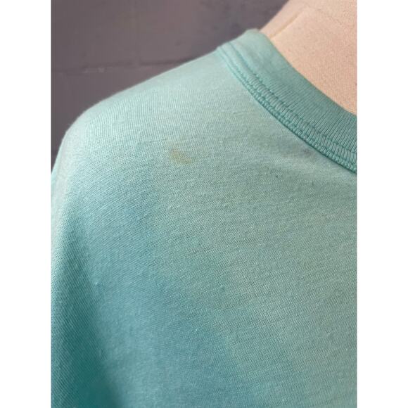 Vtg 80s Asymmetric Beaded Fringe Razor Cut Single Stitch Tee amaica Souvenir - Picture 7 of 10